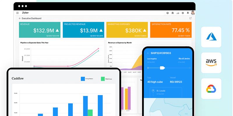 UI elements developed using Zoho's low code platform.